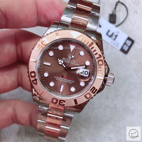 U1 Factory Rolex Yacht-Master Chocolate Dial Steel and 18K Everose Gold Oyster Men's Watche ...