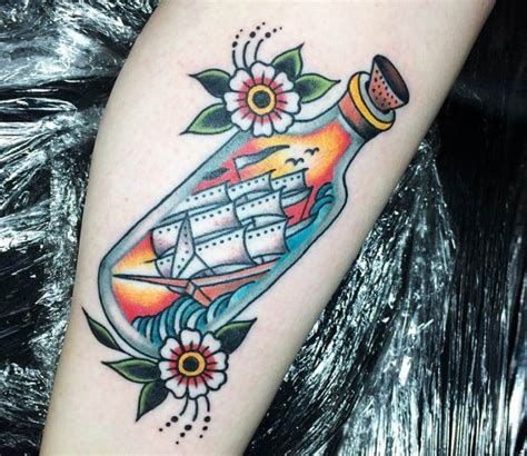 Ship in Bottle tattoo by Sam Ricketts | Post 19975