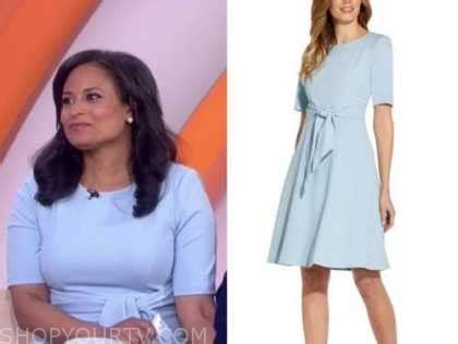 The Today Show: April 2021 Kristen Welker's Pale Blue Tie Waist Dress ...