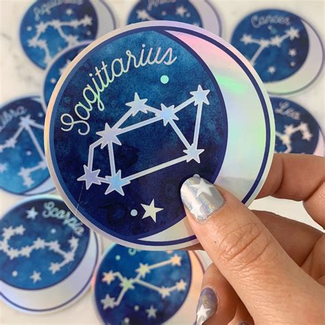 Zodiac Sticker HOLOGRAPHIC Vinyl Aesthetic Stickers Aquarius - Etsy