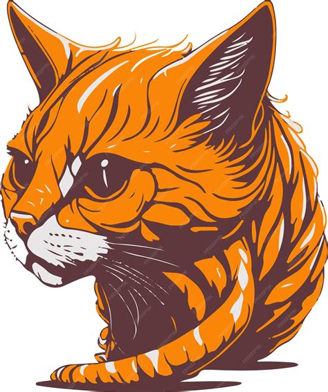 Premium Vector | Vector illustration of a orange cat head for logo ...