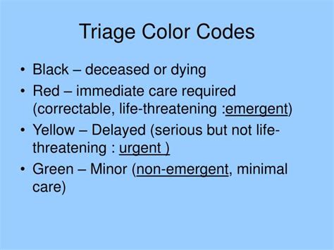 Triage Color Code System