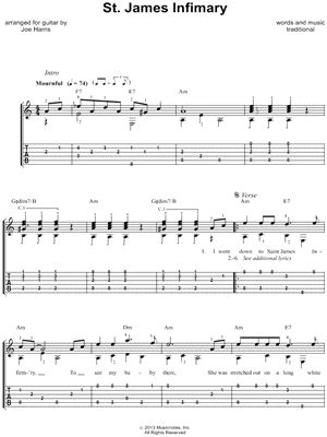 "St. James Infirmary Blues" Sheet Music - 20 Arrangements Available Instantly - Musicnotes