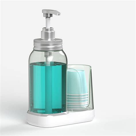 Luvan 25oz Large Mouthwash Dispenser with Cup Holder,Refillable Plastic Mouthwash Pump for ...