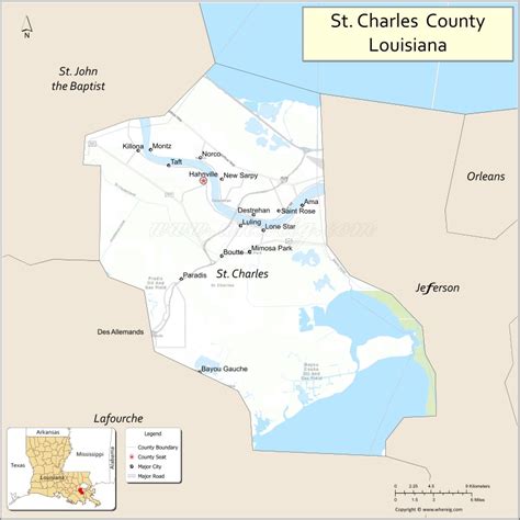 St Charles Parish Map, Louisiana - Where is Located, Cities, Population ...