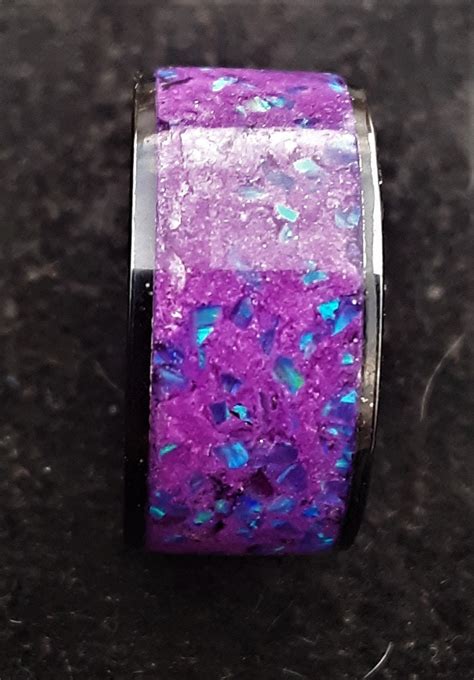 Crushed Synthetic Opal Black Ceramic Ring With Glow Powder - Etsy UK