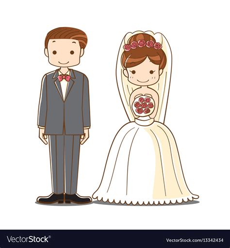 Wedding couple cartoon Royalty Free Vector Image