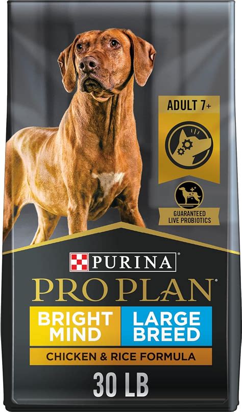 Amazon.com: Purina Pro Plan Large Breed Senior Dog Food, Bright Mind 7+ Chicken & Rice Formula ...