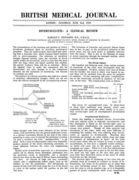DIVERTICULITIS: A CLINICAL REVIEW | The BMJ