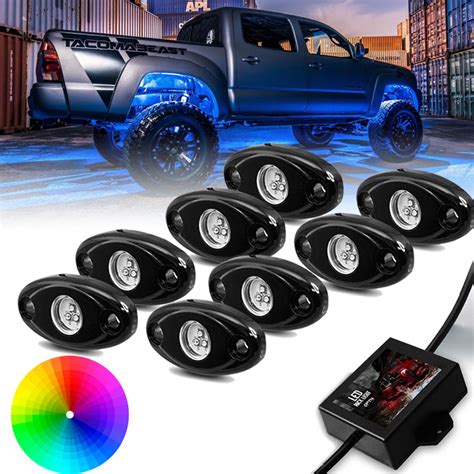 led rgb rock lights for truck Bluetooth App control 8 pods – youstar ...