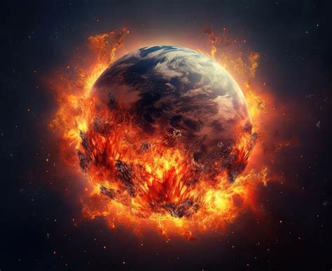 Premium AI Image | Illustration of the planet Earth burning Burning ...