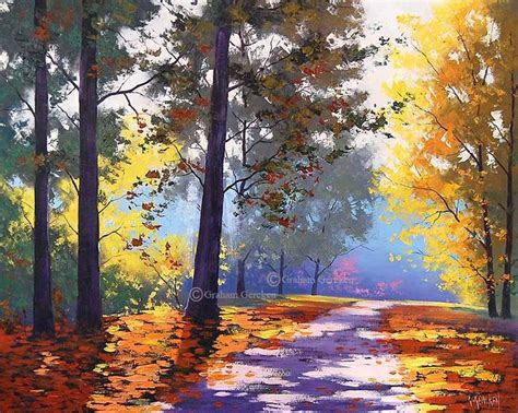 Autumn OIL Painting, Autumn scene, colorful trees, fall landscape, road ...