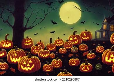 Spooky Halloween Night Wallpaper Graveyard Digital Stock Illustration 2210290897 | Shutterstock