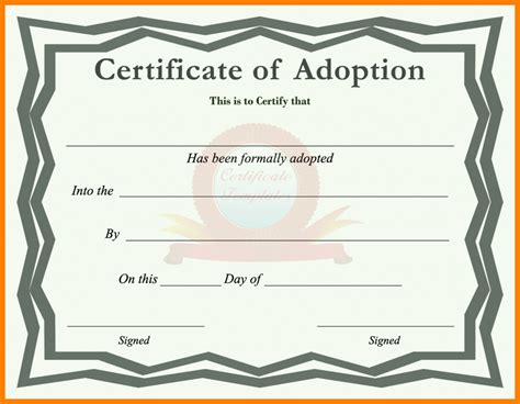 10+ Adoption Certificates Templates | Time Table Chart pertaining to ...