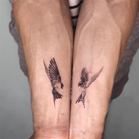 Matching bird tattoos by Bryan Gutierrez - Tattoogrid.net