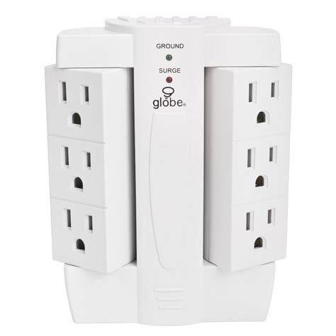 Globe Electric 6-Outlet Swivel Surge Protector White Wall Tap-7732001 - The Home Depot