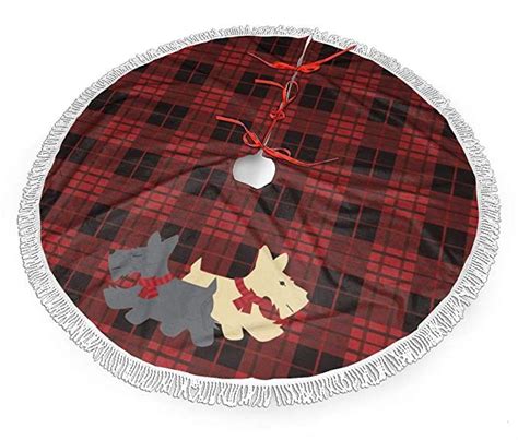 Amazon.com: TNIJWMG Plaid Scottie Dog Christmas Christmas Tree Skirt 30 ...