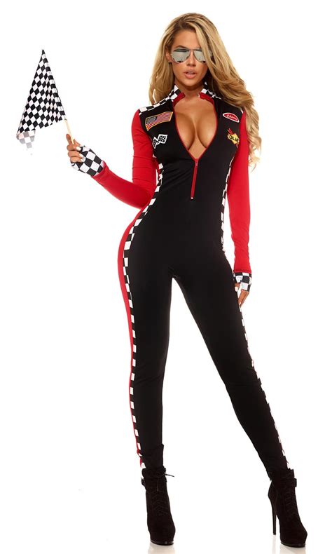 Women Sexy Black Long Sleeve Race Car Driver Costume Racer Babe Uniforms-in Sexy Costumes from ...