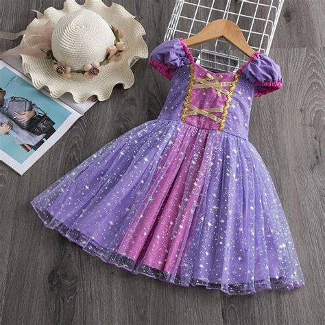 Baby Kids Rapunzel Sofia the First Dress Gown Set Crown Wand Gloves Birthday Costume Purple ...