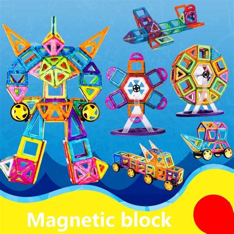 Magnetic building block sets Skills Educational Game&Building Toy Plastic Magnetic Blocks ...