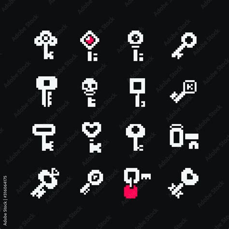 1 bit keys icons set. Design for logo game, sticker, web, mobile app ...