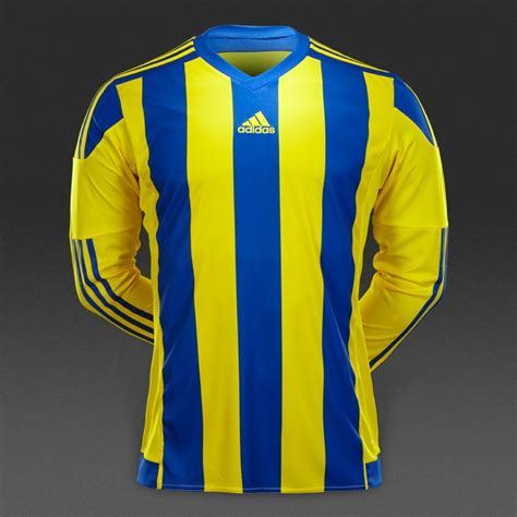 Mens Football Teamwear - adidas Striped 15 Long Sleeve Jersey - Yellow/Bold Blue | Pro:Direct Soccer