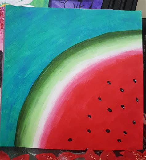 kid's painting-watermelon #acrylic #art | Watermelon art painting ...