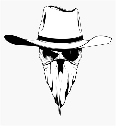 Cowboy Hat Drawing Bandana - Cowboy Skull Drawing, HD Png Download , Transparent Png Image - PNGitem