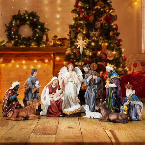 TOETOL Nativity Sets for Christmas Indoor Set of 13 Pieces 7.9 Inch ...