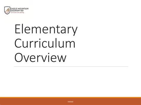 Elementary Curriculum Overview