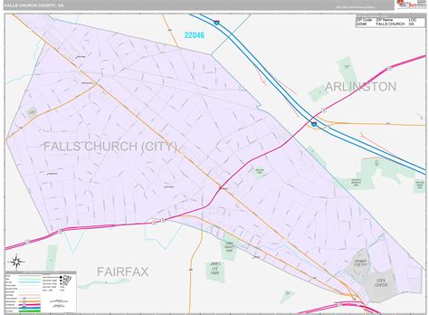 Falls Church County, VA Wall Map Premium Style by MarketMAPS - MapSales