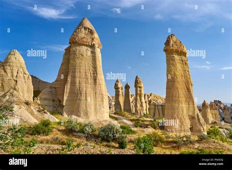 Fairy Chimneys rock formation, Love Valley, Cappadocia, Turkey Stock ...