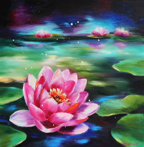 Lotus Wall Art Original Art Oil Painting on Canvas Home Decor | Etsy