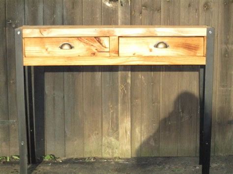 Bespoke steampunk rustic wood industrial steel console table drawers | Steel console table ...