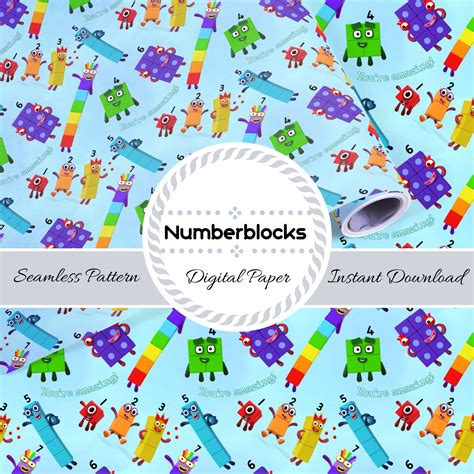 NUMBERBLOCKS Digital Seamless Pattern Printable Fabric - Etsy UK