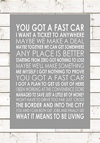 FAST CAR - TRACY CHAPMAN - Lyrics Lyric Song Words Print ... https ...