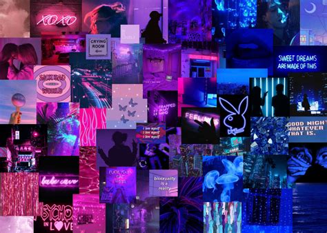 Download Neon Pink And Blue Collage Wallpaper | Wallpapers.com