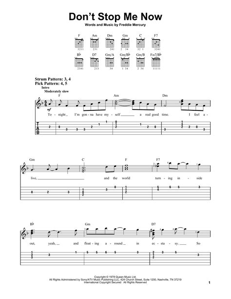 Don't Stop Me Now par Queen Partitions pour Tablature Guitare Facile sur Sheet Music Direct