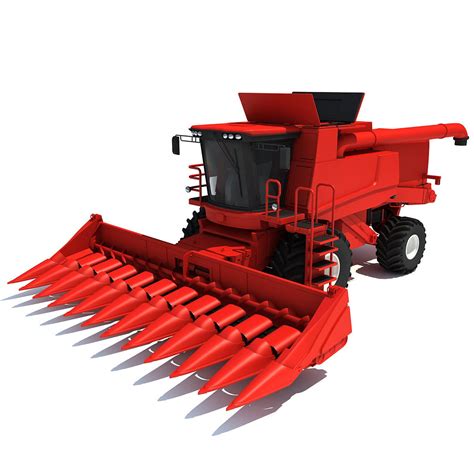 Red Combine Harvester 3 3D model | CGTrader