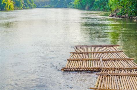 Old Bamboo Raft is Floating on the River in the Thailand Stock Photo - Image of holiday, rafting ...