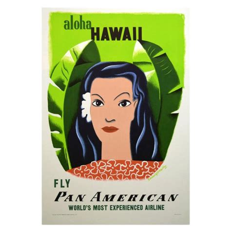 Pan Am Hawaii Travel Poster by Kauffer, 1950s | Chairish