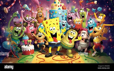 Colorful SpongeBob SquarePants and Friends Artwork Stock Photo - Alamy