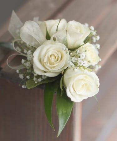 Classic White Rose Wrist Corsage Prom in Granada Hills, CA - GRANADA HILLS FLOWERS