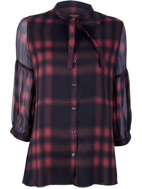 Lyst - Burberry Checkered Blouse in Black