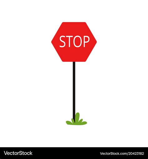 Cartoon icon red traffic sign with word stop Vector Image
