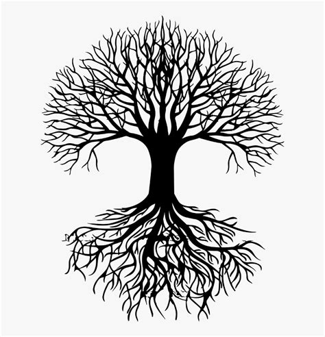 Tree Silhouette Root Clip Art - Tree With Roots Silhouette Png, Transparent Png - kindpng