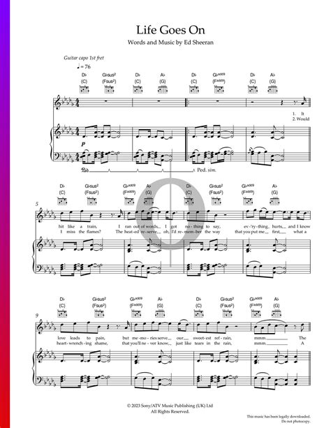 Life Goes On (Ed Sheeran) Piano Sheet Music - OKTAV