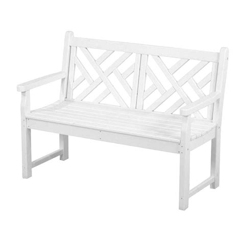 POLYWOOD Chippendale 48 in. White Patio Bench-CDB48WH - The Home Depot