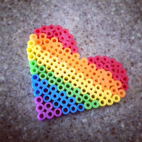 Rainbow Heart | Perler beads designs, Diy perler bead crafts, Perler beads