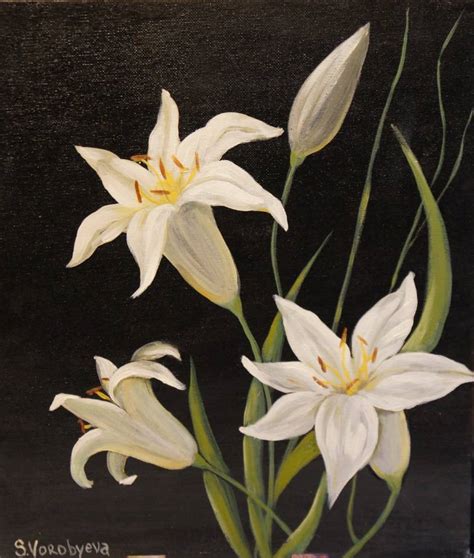 White lily Painting by Svetlana Vorobyeva | Saatchi Art